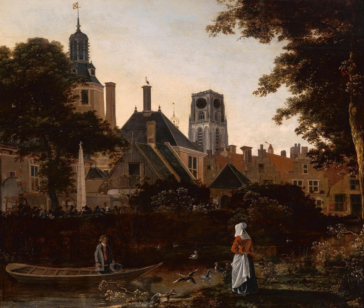 Holland: Stadsgezicht te Rotterdam met de Sint Laurenstoren Rotterdam látképe, a Szent Laurenskerk tornyával alkotó: anonymous 