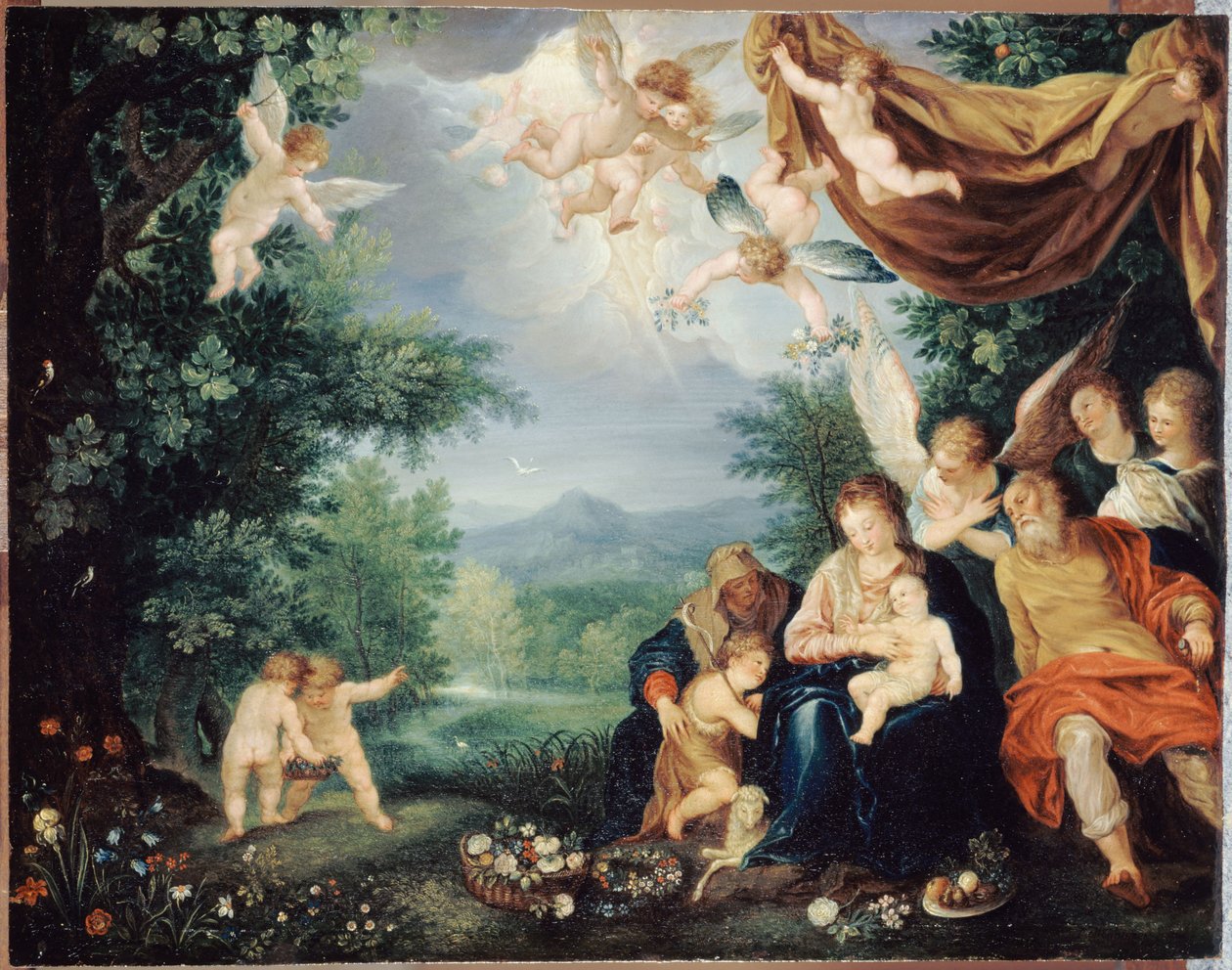 Francia: Le Repos de la Sainte Famille pendant la fuite en Égypte (A Szent Család nyugalomban az egyiptomi menekülés alatt) alkotó: anonymous 