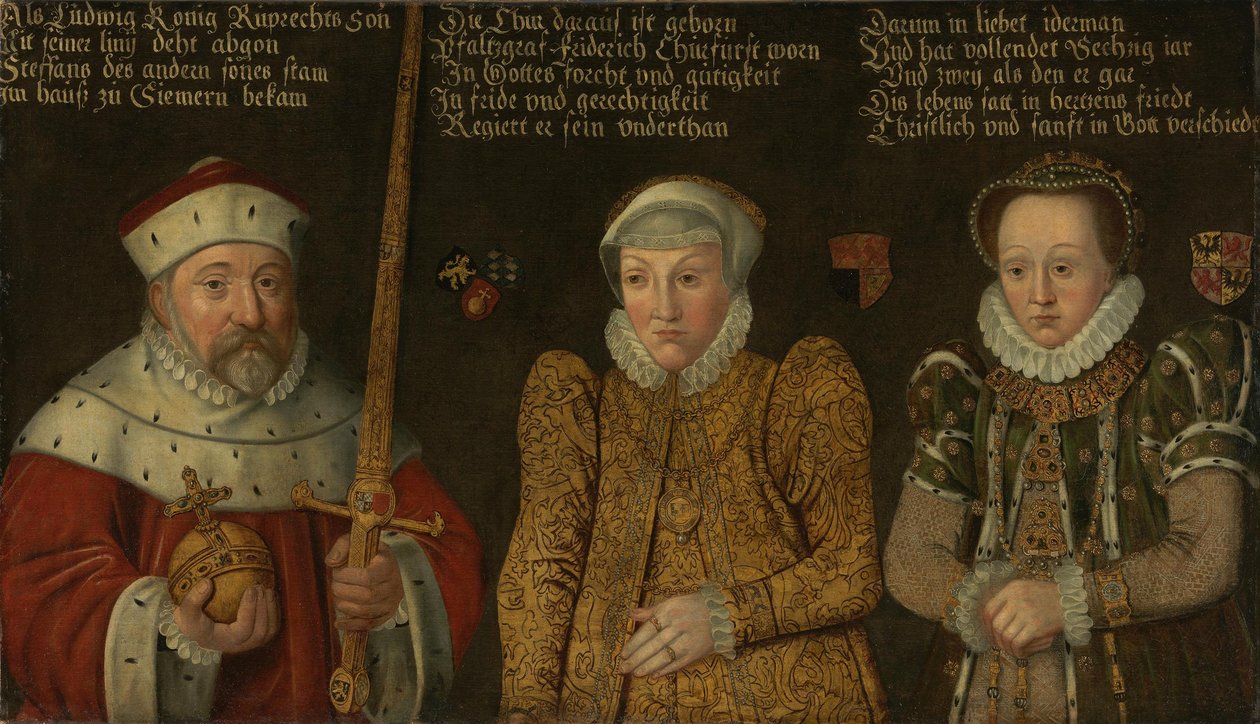 Német: III. frigyes pfalzi választófejedelem (1515-1576) portréja feleségével, Maria von Brandenburg-Kulmbach és Amalia von Neuenar feleségével alkotó: anonymous 