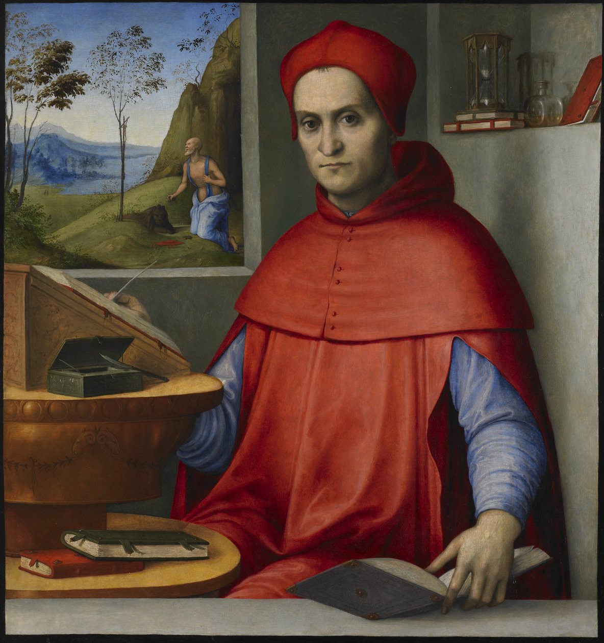 Egy bíboros portréja tanulmányában alkotó: attributed to Lorenzo Costa