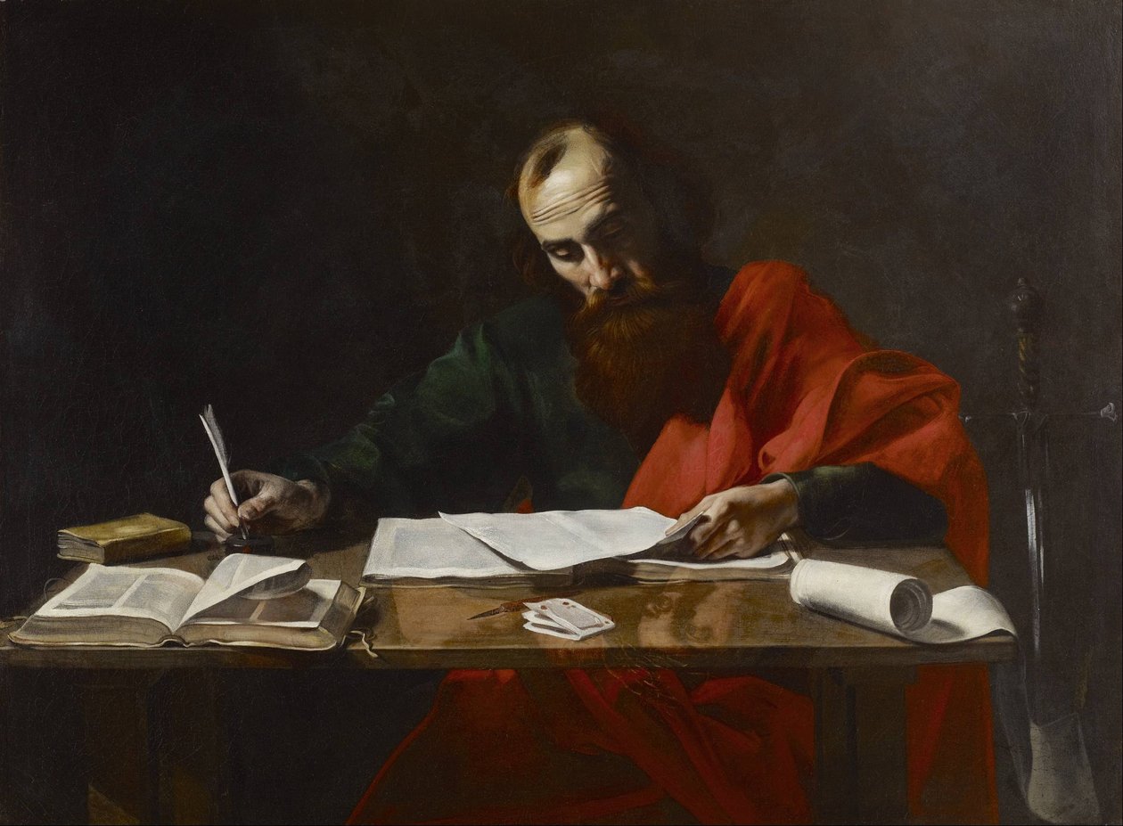 Szent Pál írja leveleit alkotó: Valentin de Boulogne