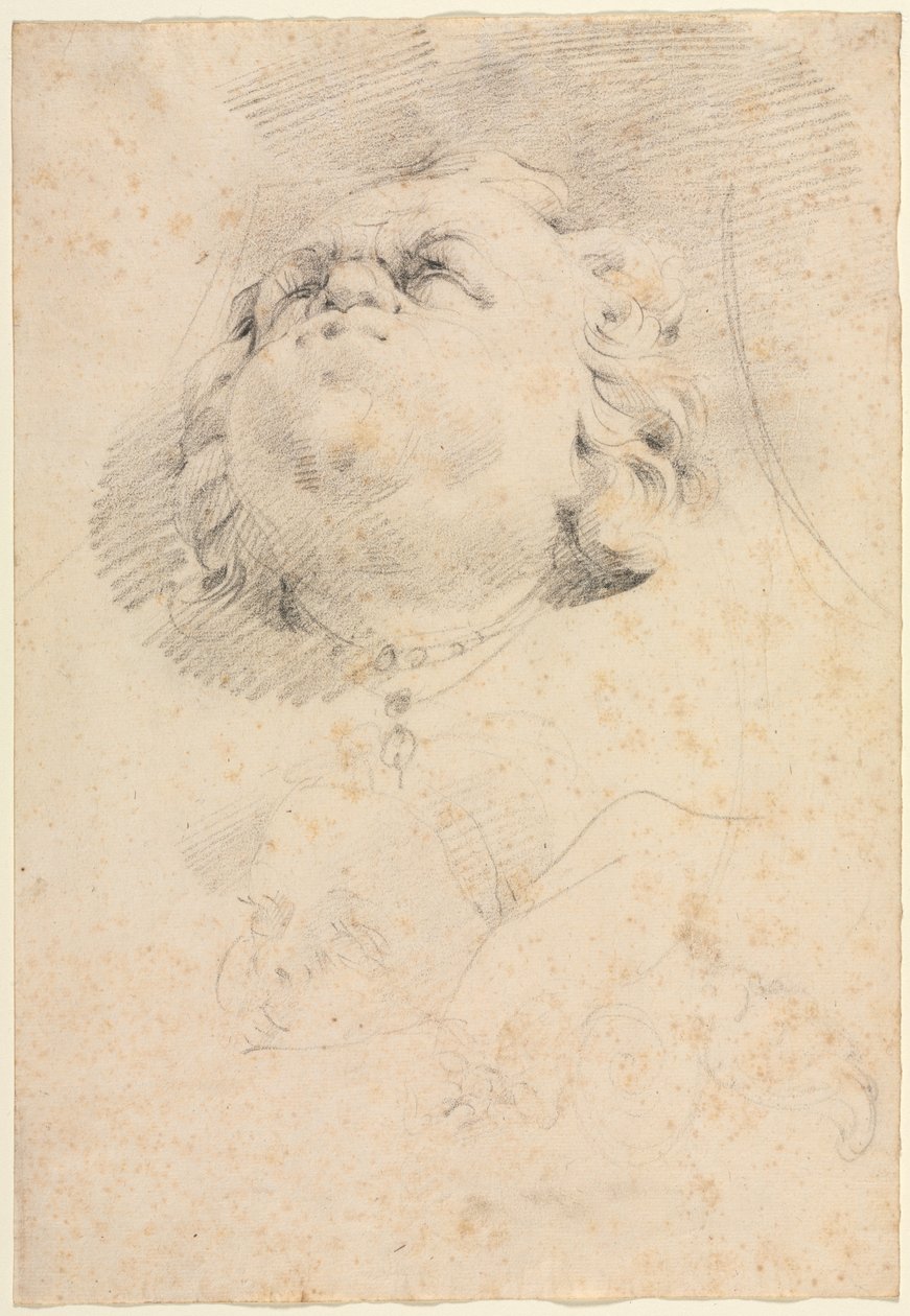 Vázlat egy fejről a giambolognai Neptun-kút után alkotó: attributed to Christophe Veyrier