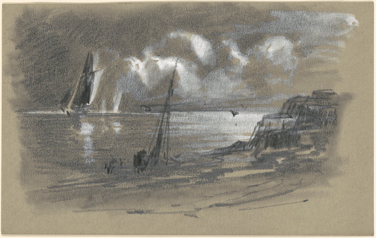 Seacoast by Moonlight [recto] alkotó: attributed to Edward Moran