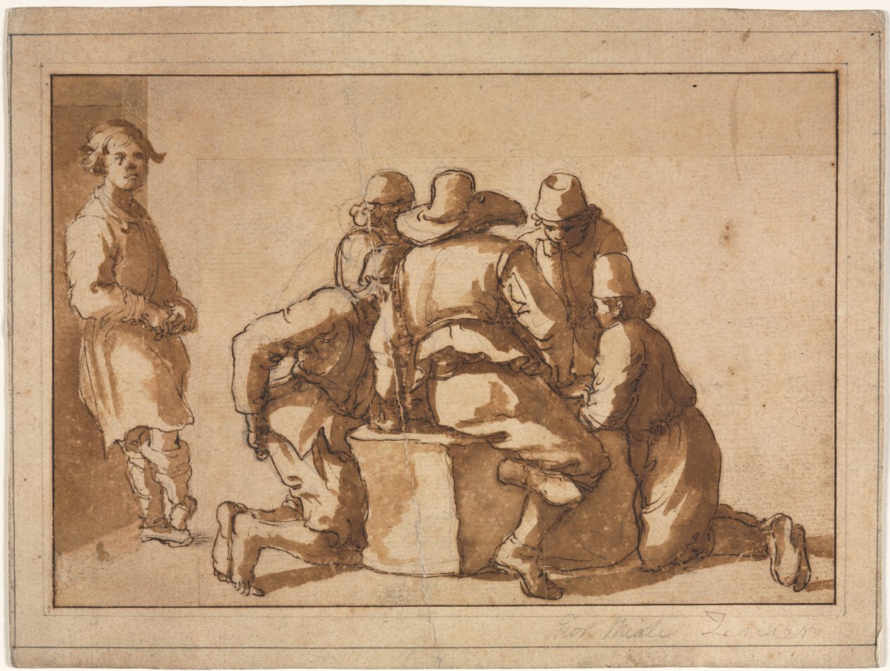 Játékos fiatal férfiak műfaji jelenete alkotó: attributed to Frederico Zuccaro