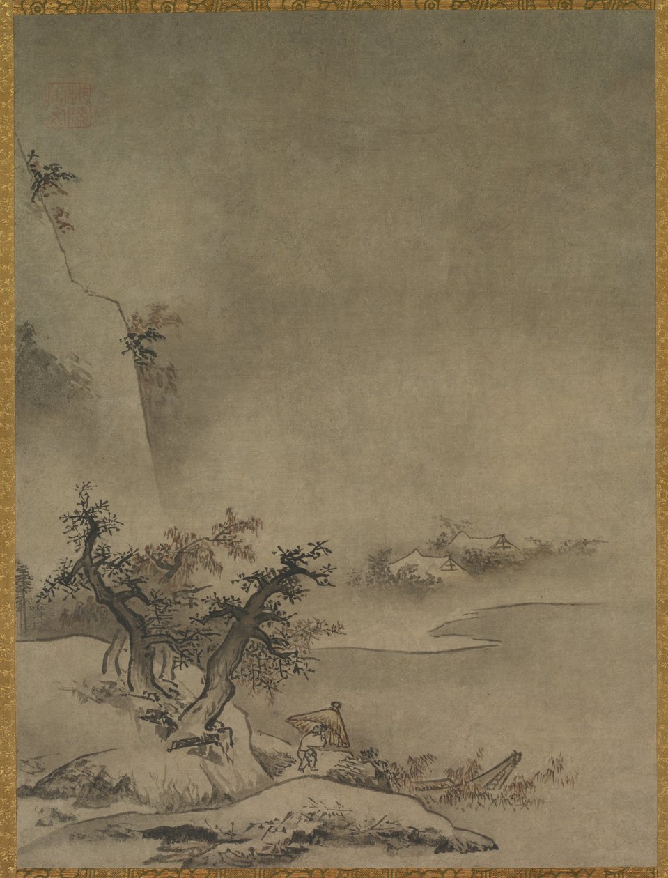 Kínai szolga sétál az esőben alkotó: attributed to Gakuō Zōkyū
