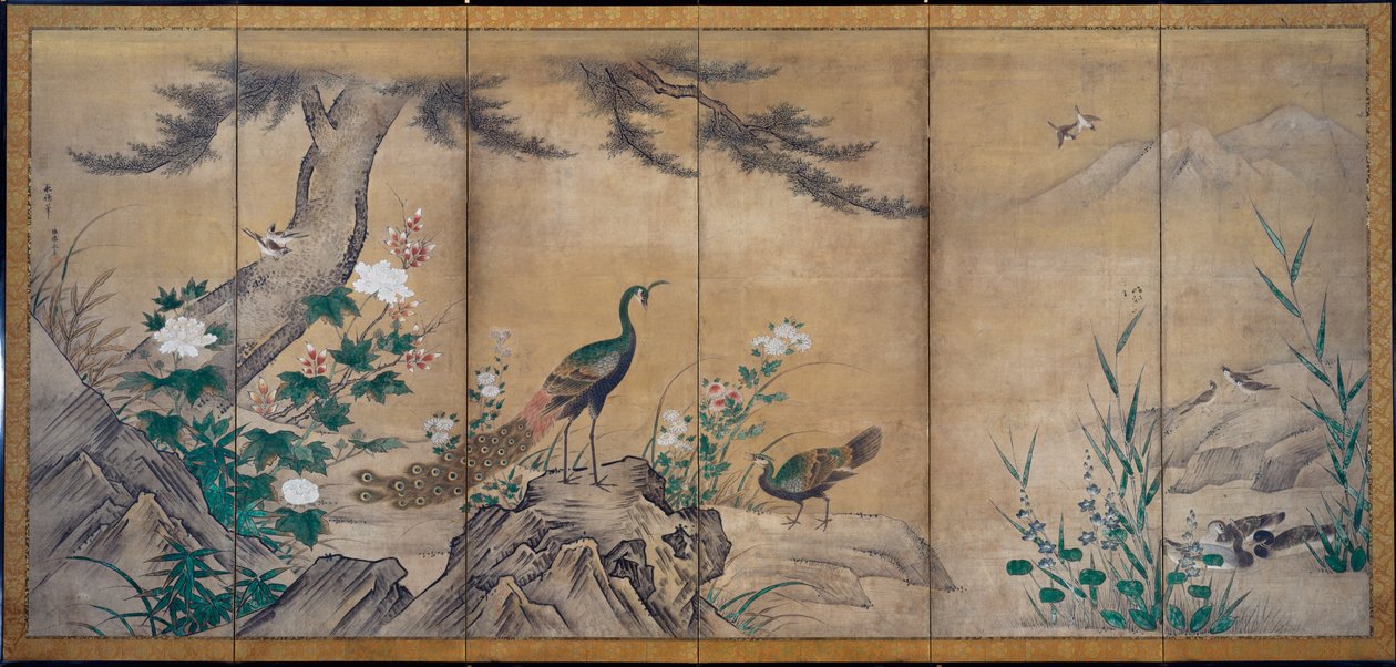Madarak és virágok alkotó: attributed to Kano Mitsunobu
