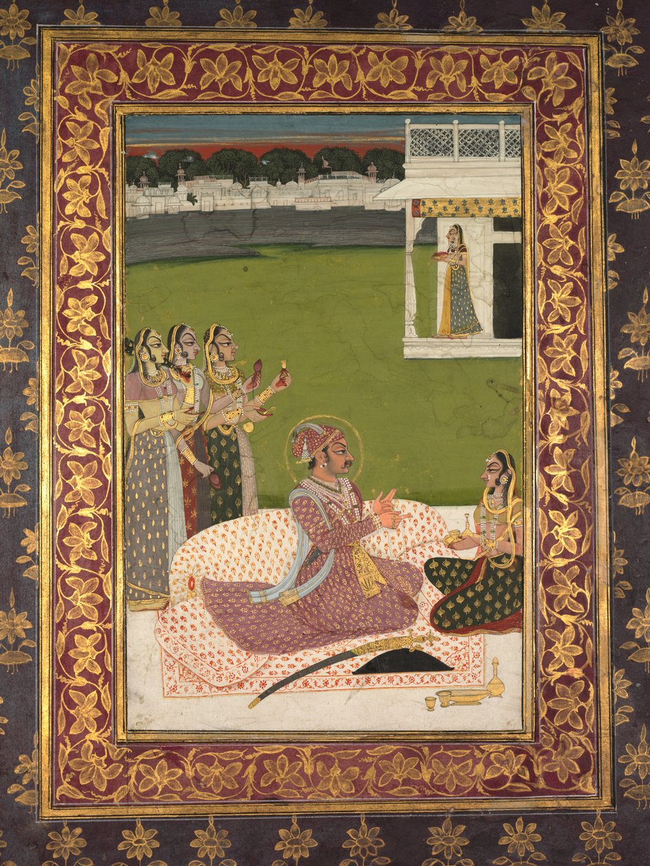 Maharaja Savant Singh portréja hitvesével, Bani Thanival alkotó: attributed to Nihal Chand