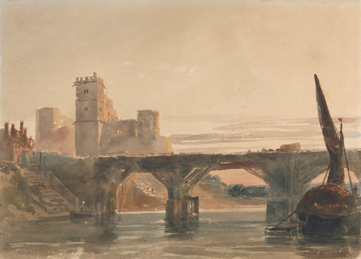Chepstow kastély a hídról alkotó: attributed to Peter DeWint