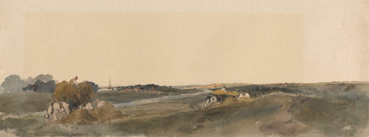 Szénakészítés a Lincolnshire folyó partján alkotó: attributed to Peter DeWint