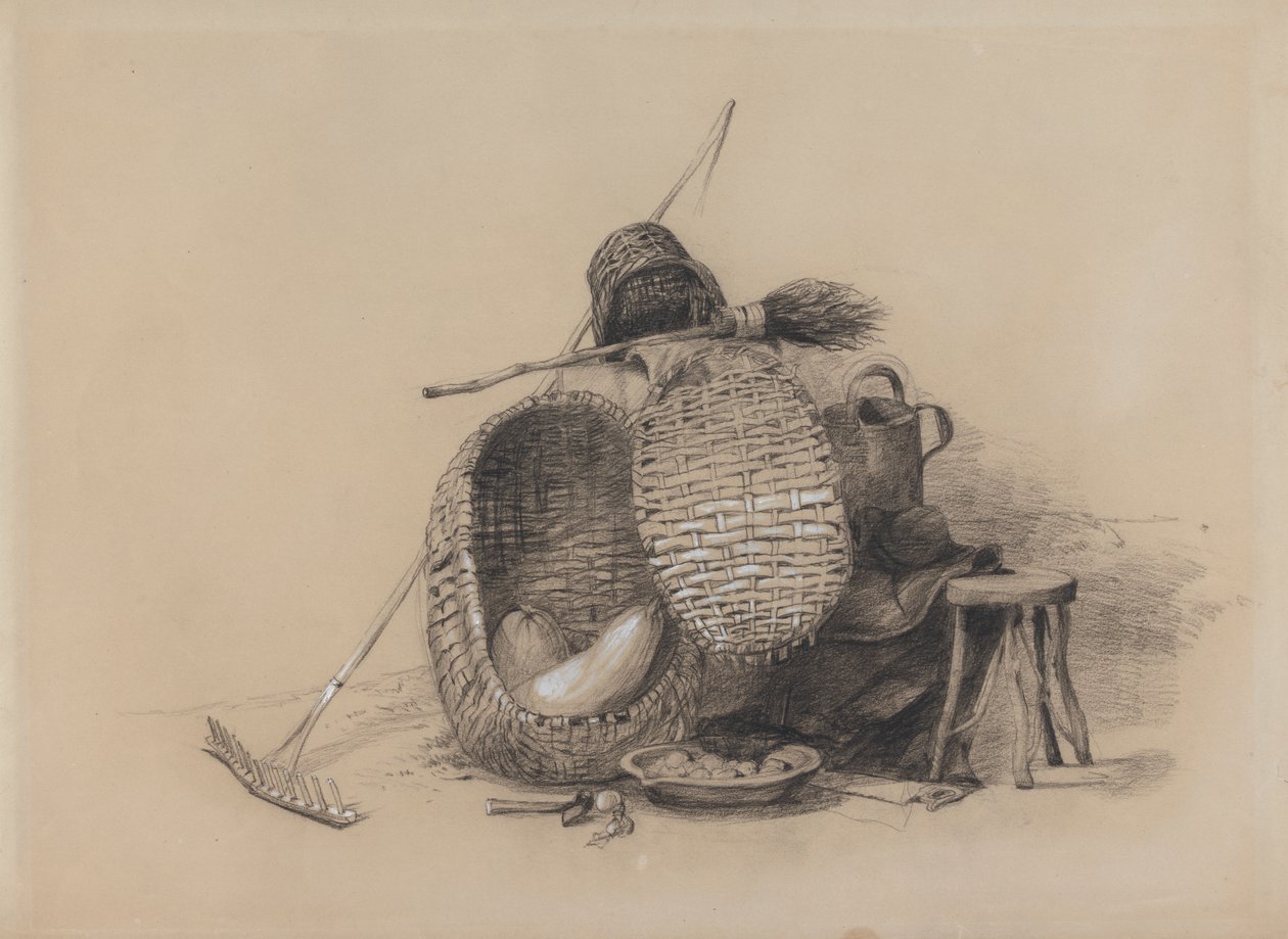 Csendélet Rake-el alkotó: attributed to Peter DeWint
