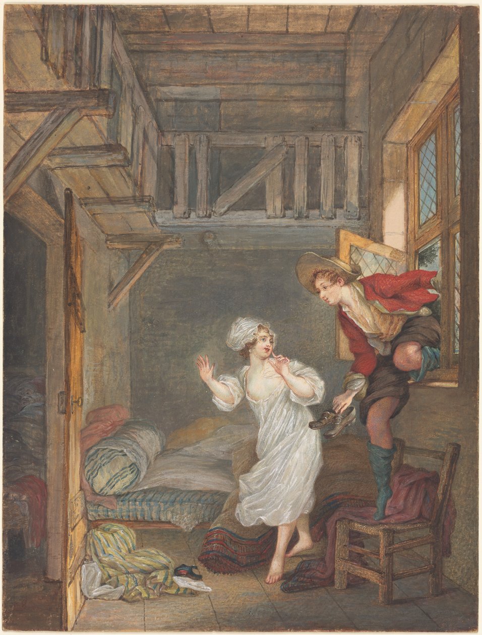 A szerető látogatása alkotó: attributed to Pierre Antoine Baudouin