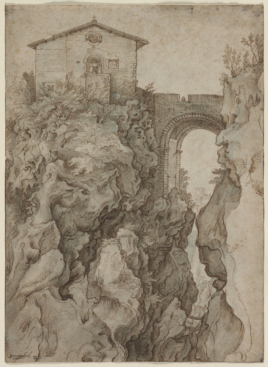 Ponte San Rocco a Tivoliban alkotó: attributed to Willem van Niewlandt