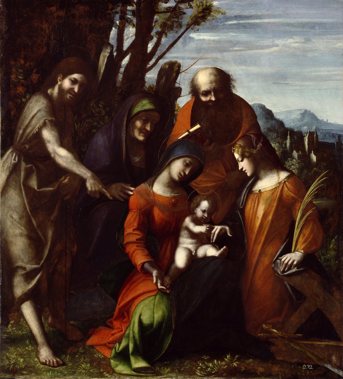 Szent Katalin misztikus házassága, 1510-14 (festés fatáblára) alkotó: Antonio da Correggio