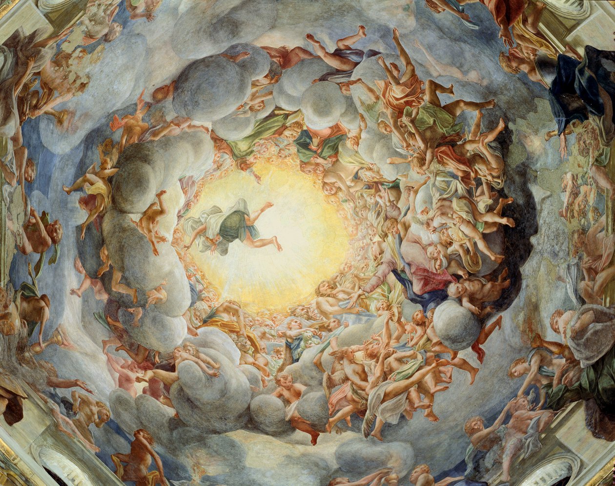 Szűz mennybemenetele, a kupola mennyezetéről, 1526-30 alkotó: Antonio da Correggio
