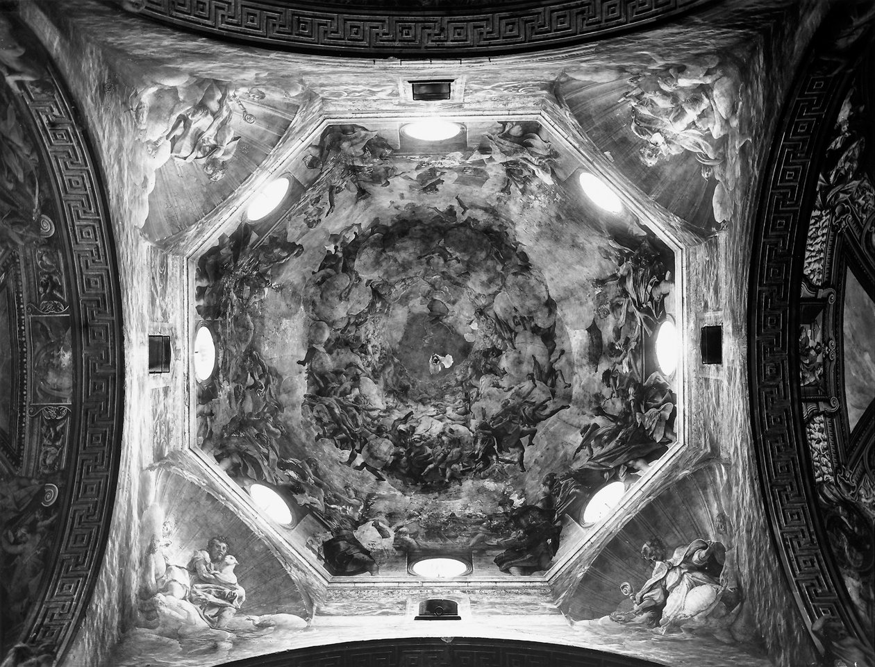 Szűz mennybemenetele, a kupola mennyezetéről, 1526-30 alkotó: Antonio da Correggio