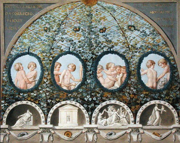 Terv egy mennyezeti freskóhoz, 1780 körül jelent meg (gouache, tinta és wc satírozott alapon) (lásd még 192026-028) alkotó: c.1489 1534 after Correggio