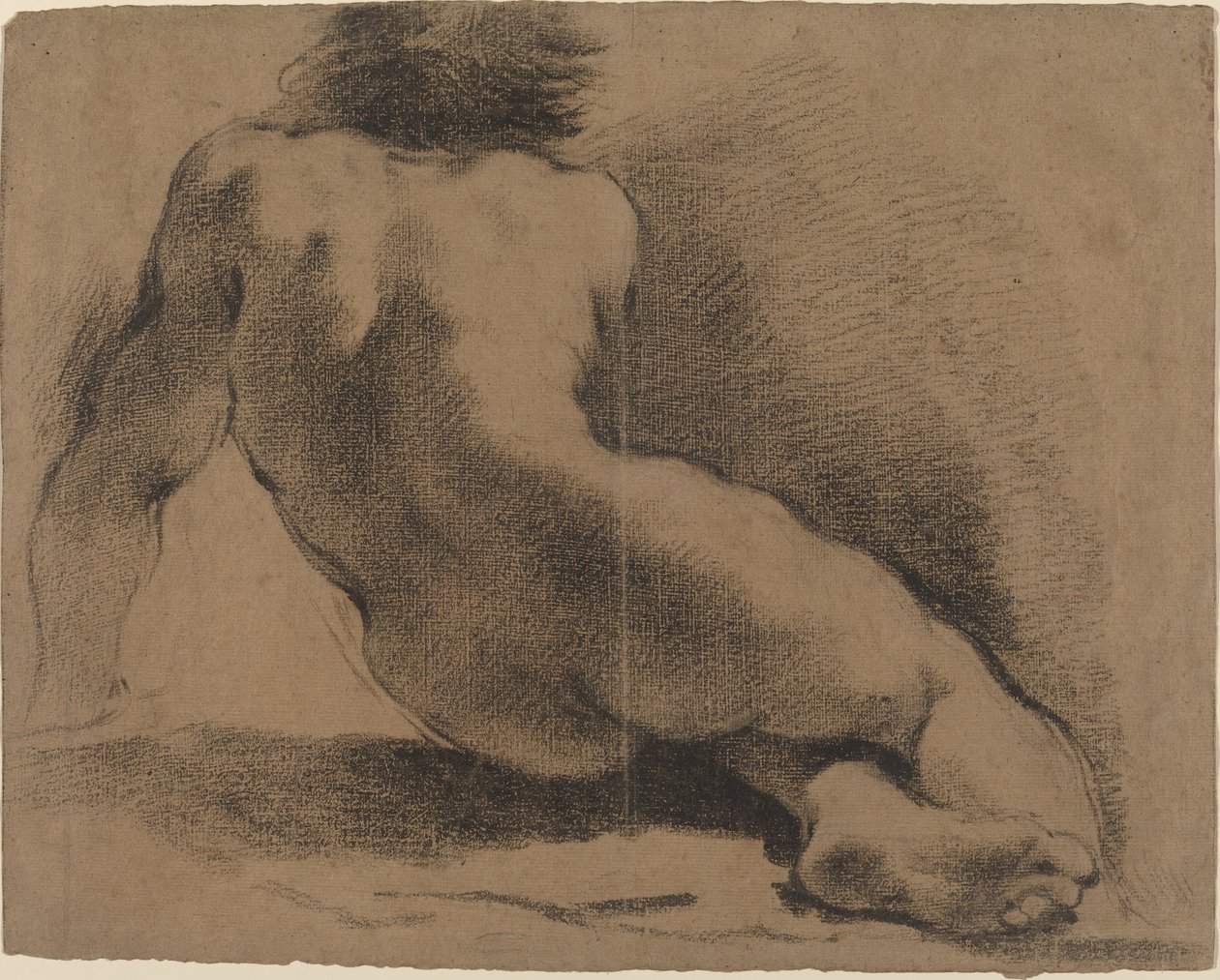 Ülő meztelen fiú hátulról nézve alkotó: called Guercino Giovanni Francesco Barbieri