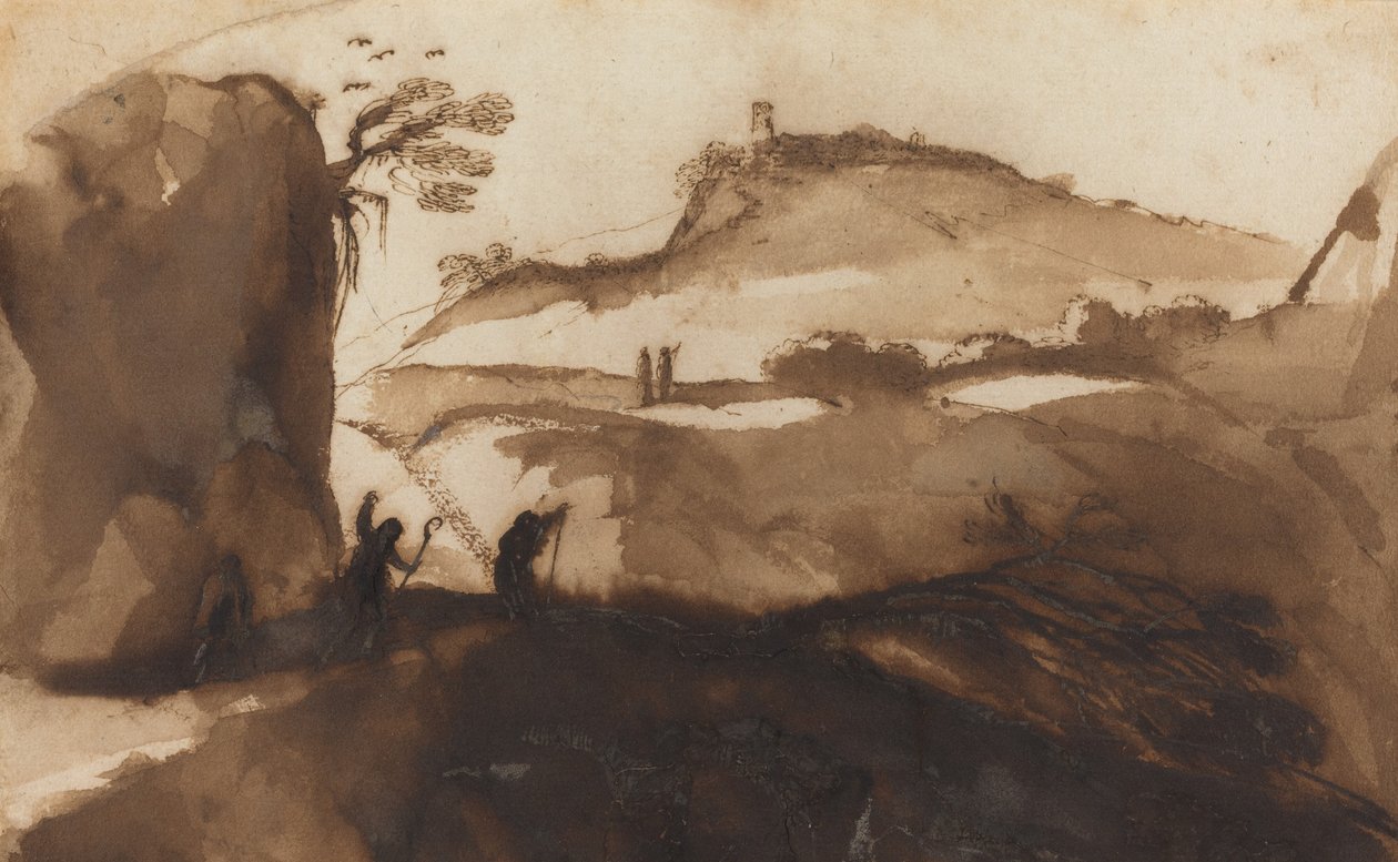 Pásztorok egy szakadékba pillantva alkotó: called Guercino Giovanni Francesco Barbieri