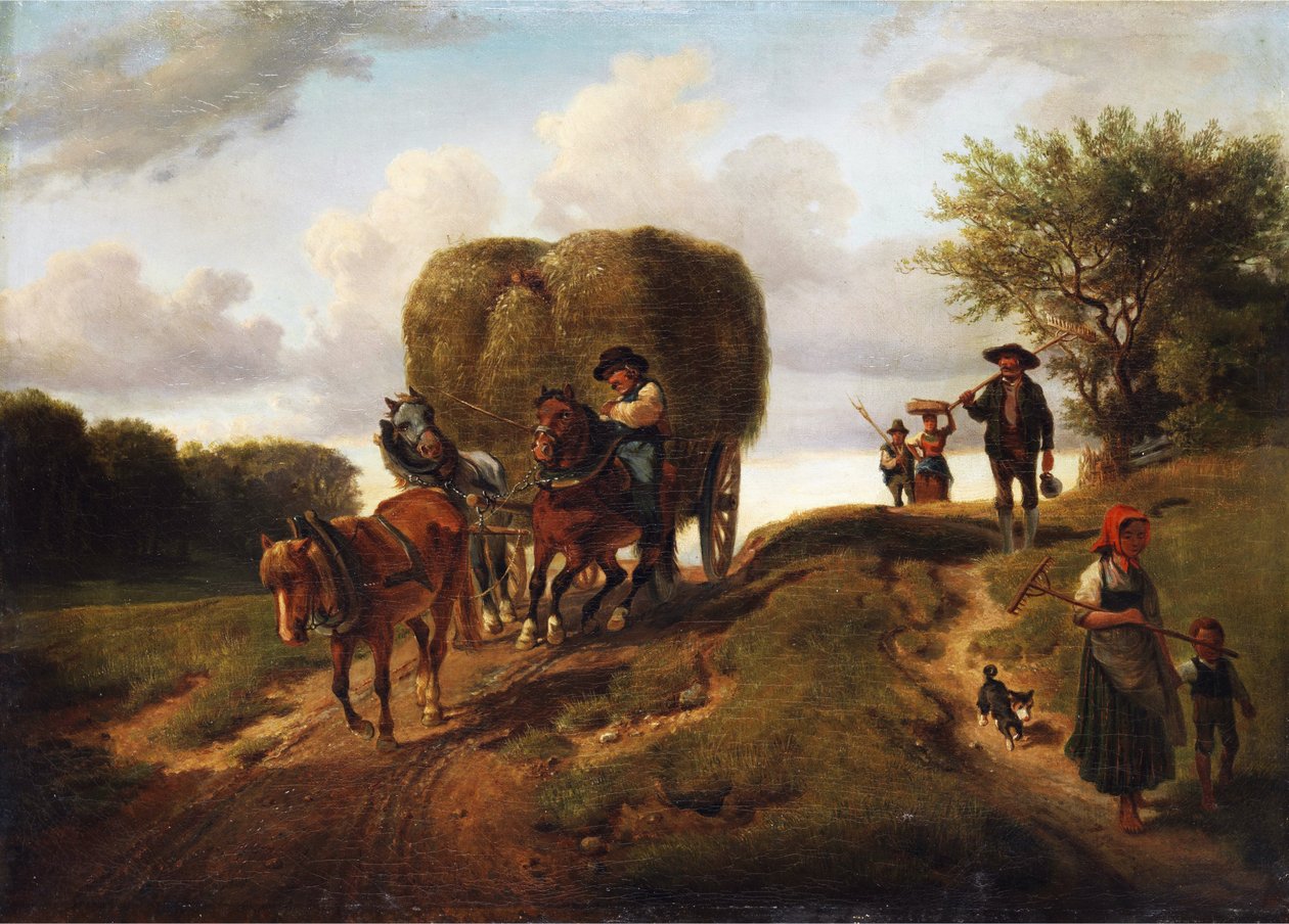 Hazaérve a széna aratásából alkotó: Hermann Kauffmann