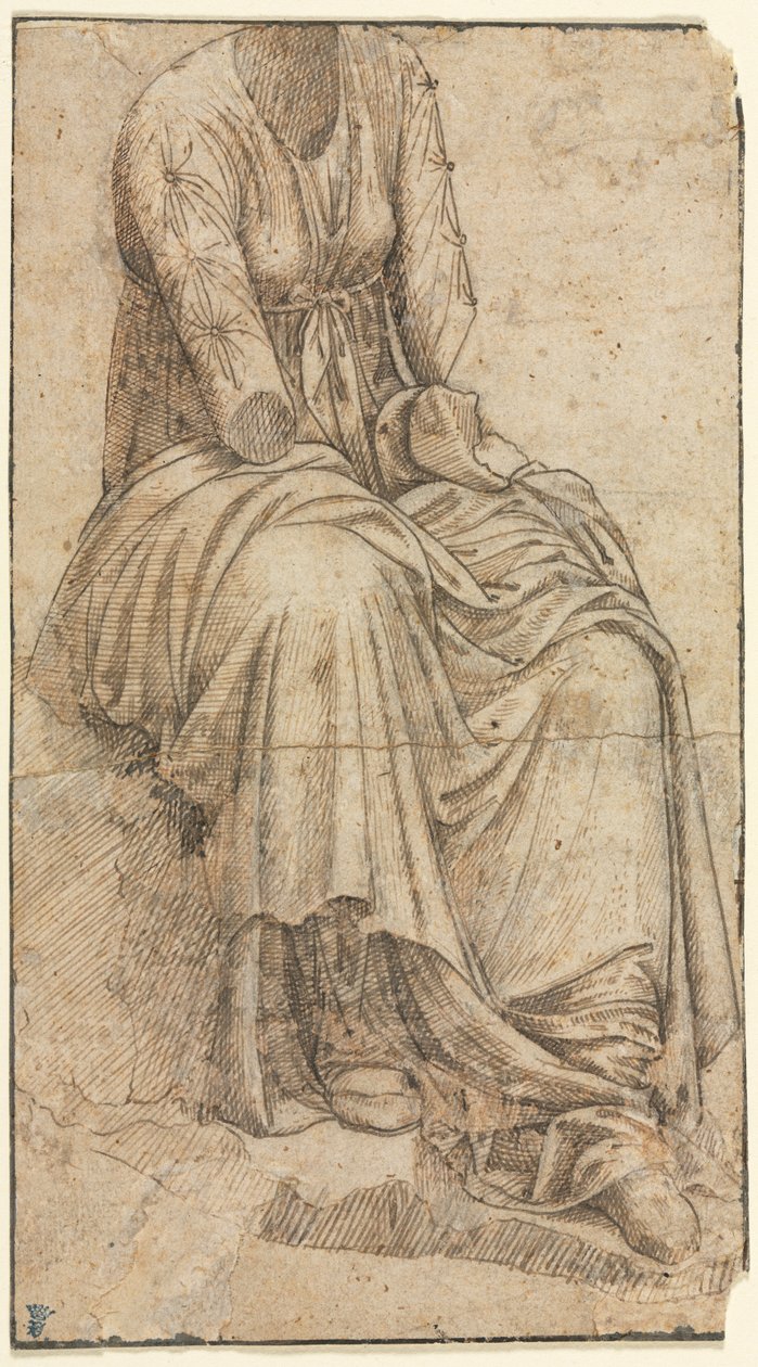Egy ülő nő római szobra másolata alkotó: circle of Domenico Ghirlandaio
