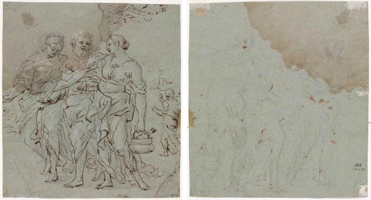 Lót és lányai (recto) Vázlat Lót és lányai számára (verso) alkotó: circle of Pietro da Cortona