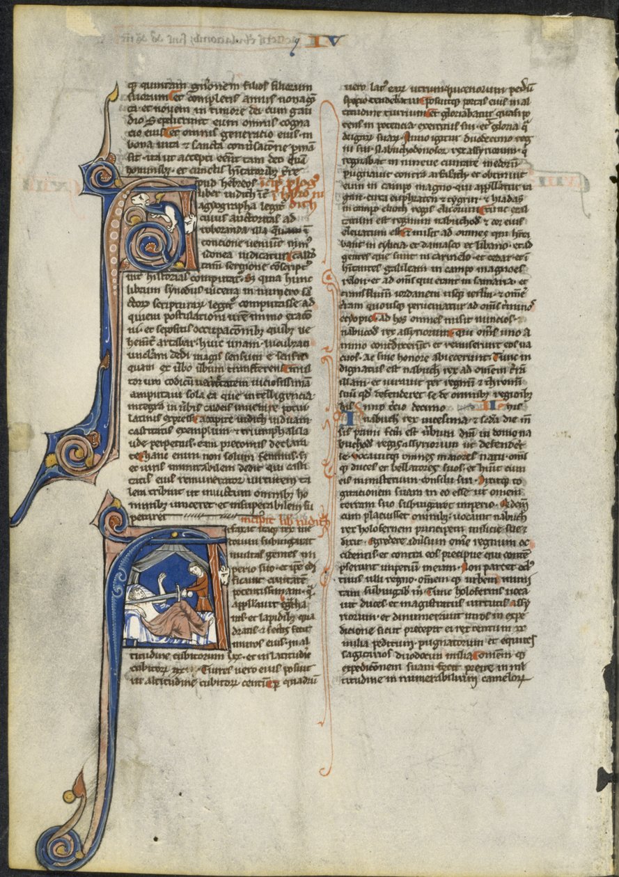 Levél egy latin Bibliából: A kezdőbetű és A kezdőbetű: Judith lefejezi Holofernészt alkotó: circle or workshop of Leber Group