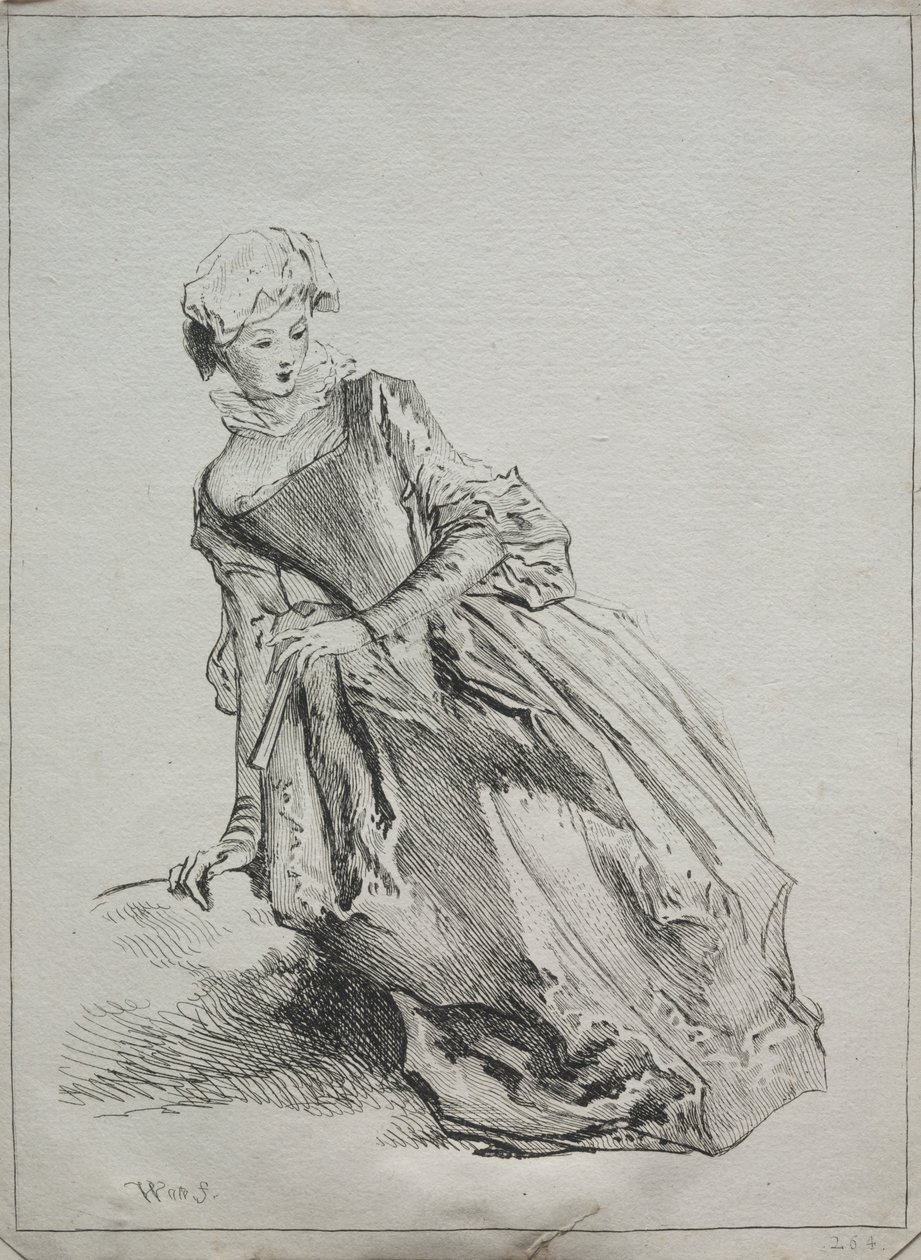 Ülő nő alkotó: copy after Jean Antoine Watteau