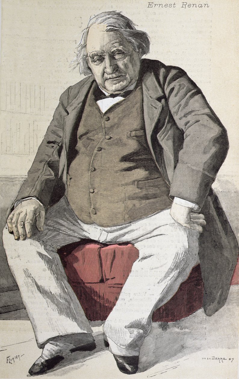 Ernest Renan (1823-92) portréja, a „La Revue Illustree”-ből, Florian metszet, 1887. július 15. (színes metszet) alkotó: de La Barre