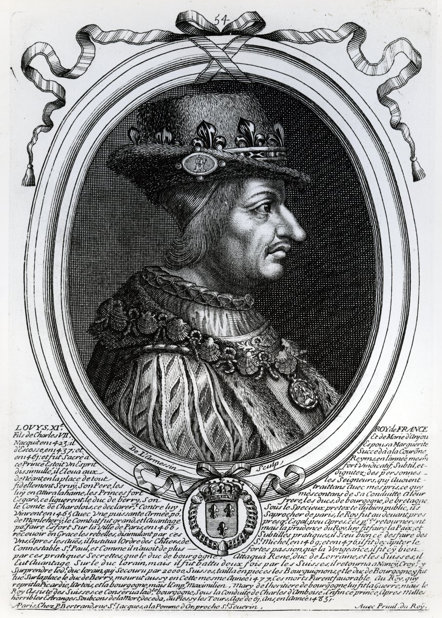 XI. Lajos (1423-83) francia király, a Les Augustes Representations de tous les Rois de France Pharamondtól XIV. Lajosig, Párizs, 1679 alkotó: Nicolas II de Larmessin