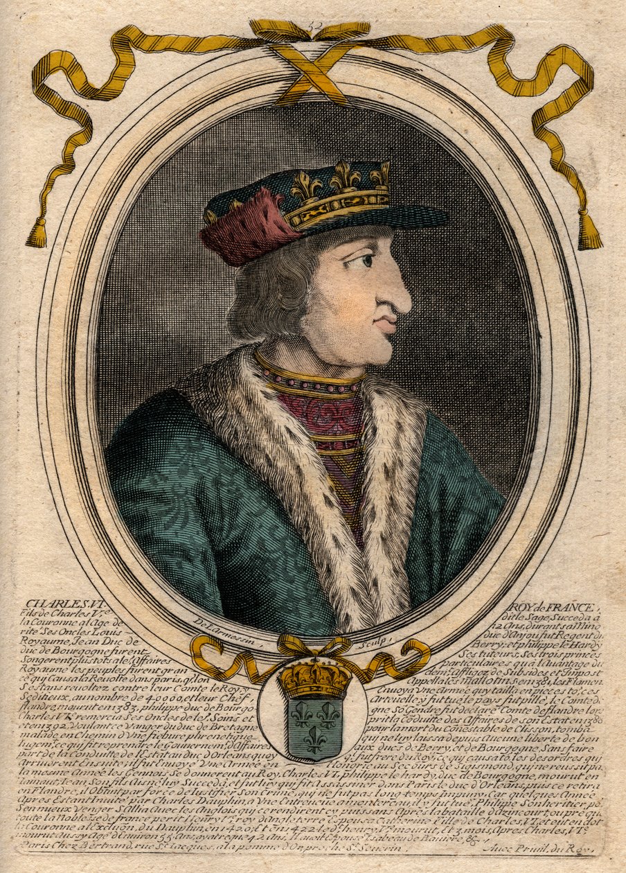 VI. Károly (1368-1422), francia király portréja – VI. KÁROLY (1368-1422) francia király alkotó: de Larmessin