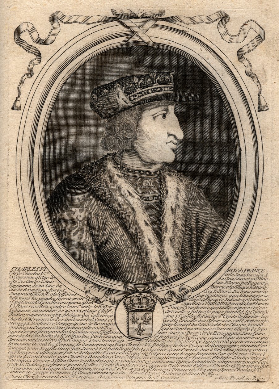 VI. Károly (1368-1422), francia király portréja – VI. KÁROLY (1368-1422) francia király alkotó: de Larmessin