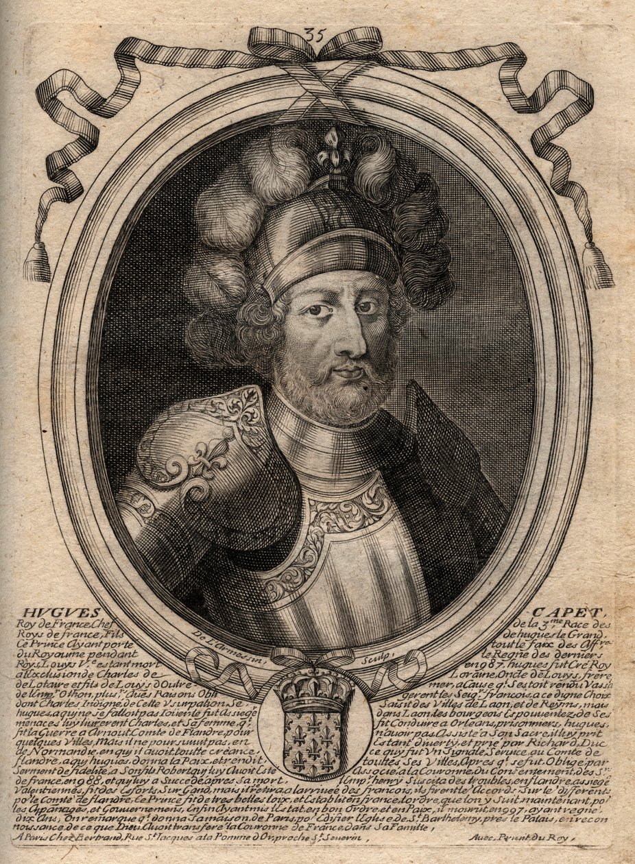 Hugues I Capet (kb. 941 - 996), francia herceg, majd francia király portréja - Hugues I Capet (kb. 941-996), francia király portréja - metszet a 