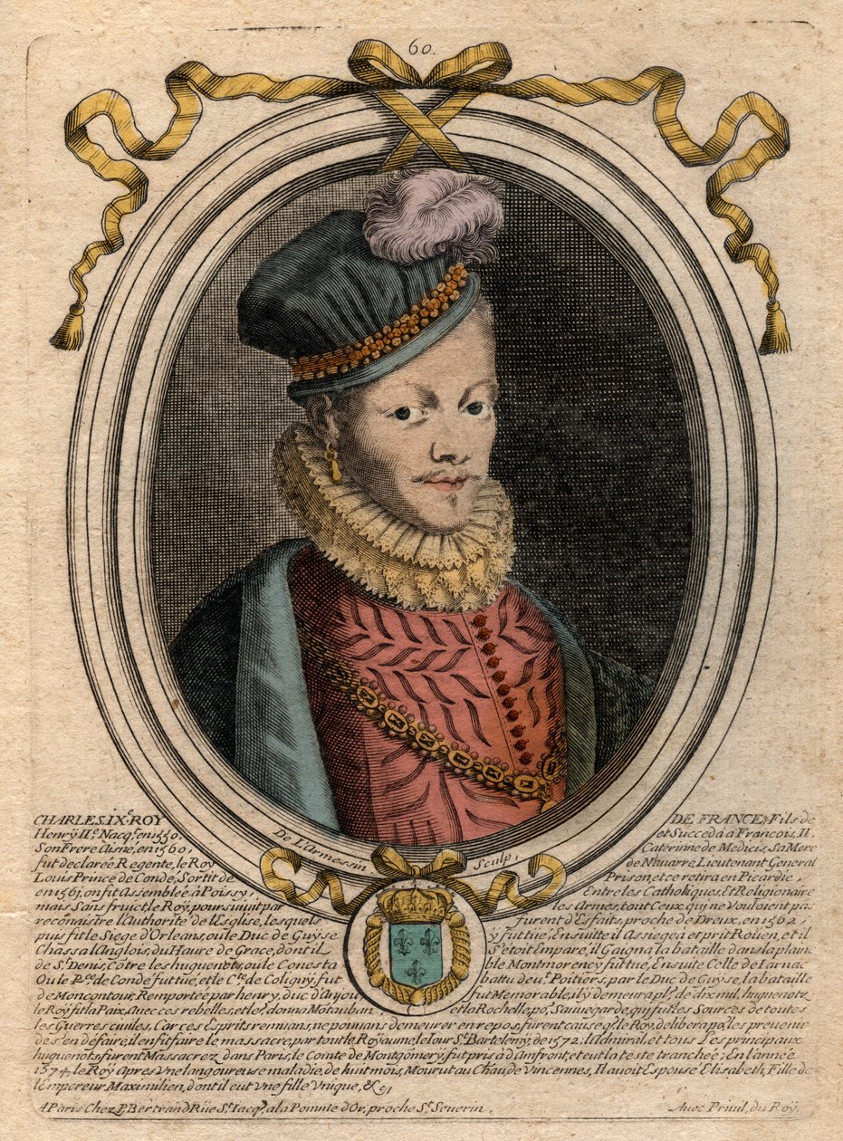 XII. Lajos király (1462-1515) portréja – XII. Lajos francia (1462-1515), francia király portréja – metszet a „Les Augustes Representations de tous les Kings de France from Pharamond to LouisXIV” című könyvből, Párizs alkotó: de Larmessin