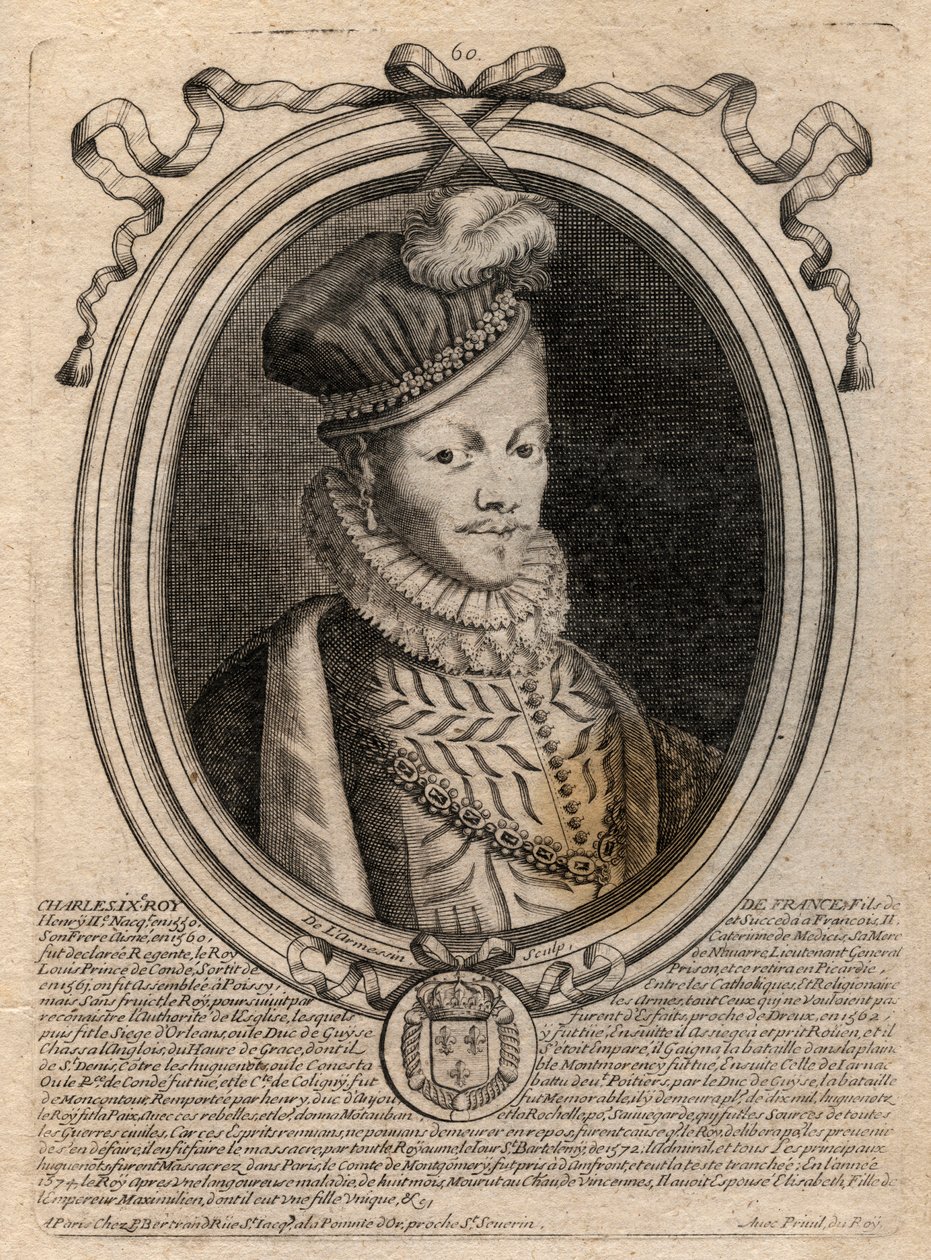 XII. Lajos király (1462-1515) portréja – XII. Lajos francia (1462-1515), francia király portréja – metszet a „Les Augustes Representations de tous les Kings de France from Pharamond to LouisXIV” című könyvből, Párizs alkotó: de Larmessin