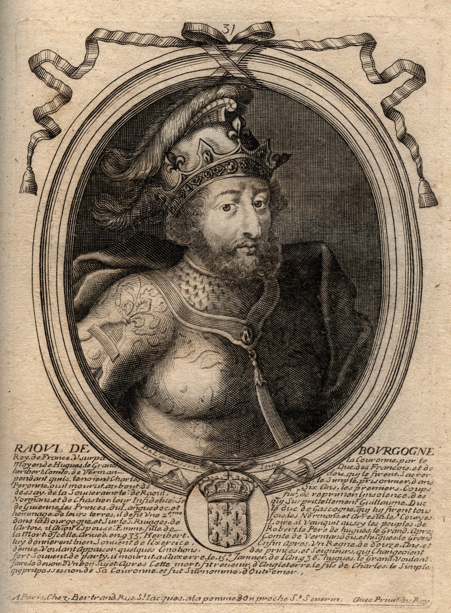 Raoul francia (vagy Rodolphe, 890-936 körül) frankok királyának portréja - Rudolph (Raoul, Rodolphe) burgundiai francia király (923-936) - metszet a 
