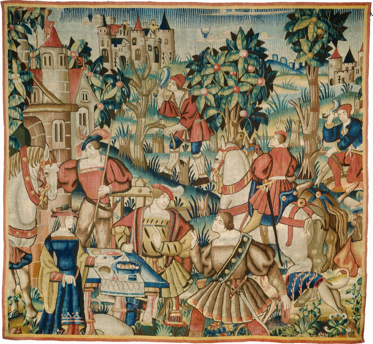 A visszatérés a vadászatból alkotó: design and cartoon Flemish 16th Century, probably Tournai; woven in Tournai in an undetermined workshop