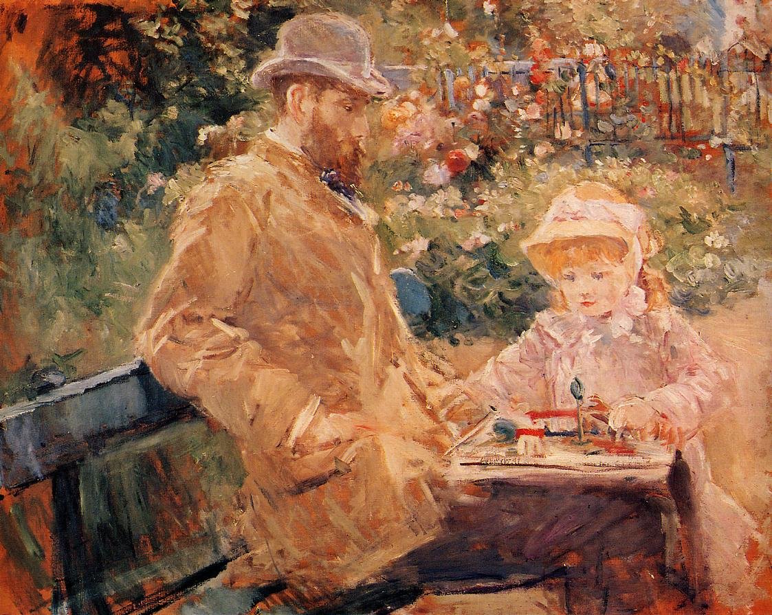 Eugène Manet és lánya a Bougivalon alkotó: Édouard Manet