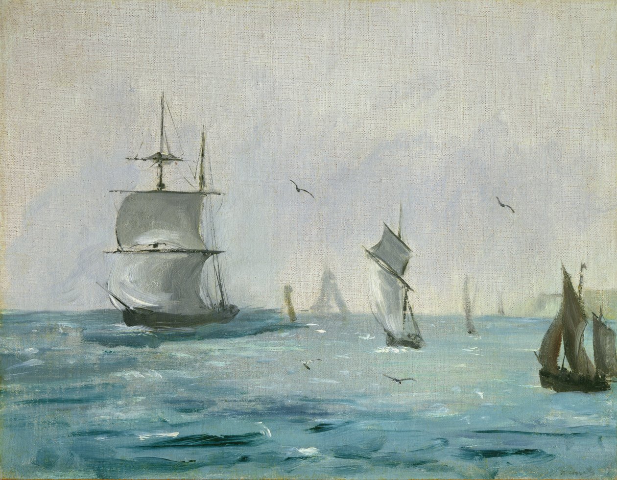 Érkezés a horgászcsónakkal, a szél háta mögött, 1864 alkotó: Édouard Manet