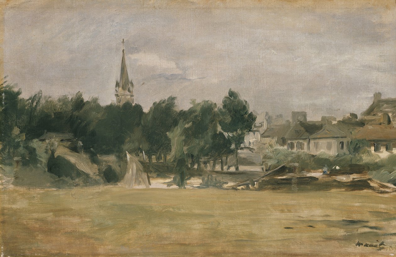Táj falusi templommal, 19. század alkotó: Édouard Manet