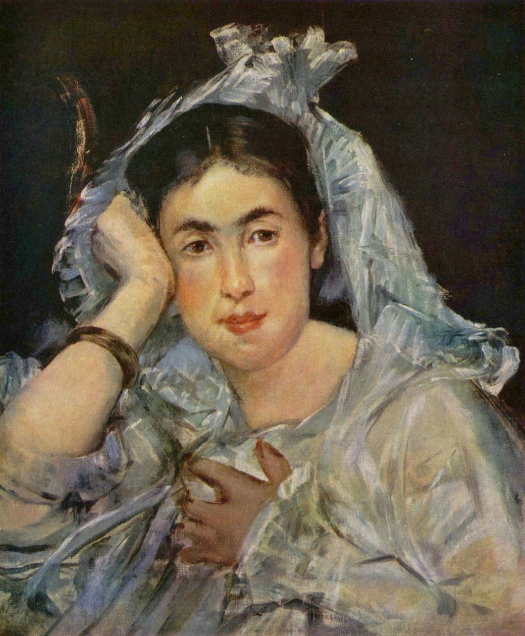 Marguerite de Conflans portréja a motorháztetővel alkotó: Édouard Manet