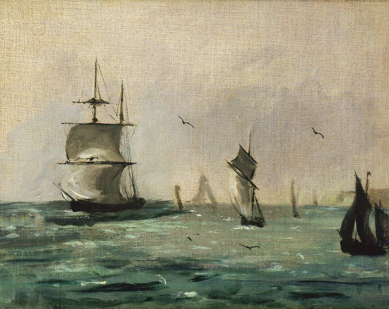 Vitorlás hajók és sirályok alkotó: Édouard Manet