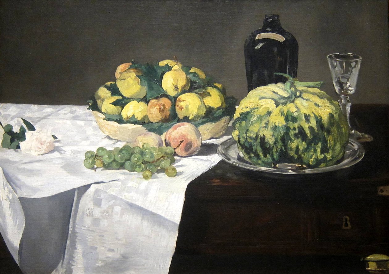 Csendélet dinnyével és őszibarackkal alkotó: Édouard Manet