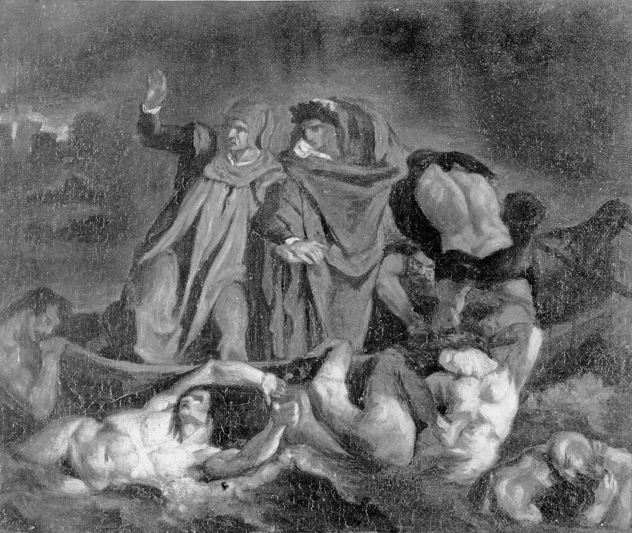 Dante bárja (Delacroix nyomán) alkotó: Édouard Manet