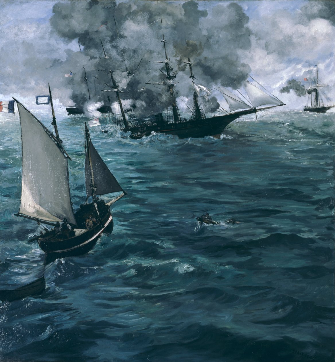 Az USA csatája Kearsarge és a C.S.S. Alabama alkotó: Édouard Manet