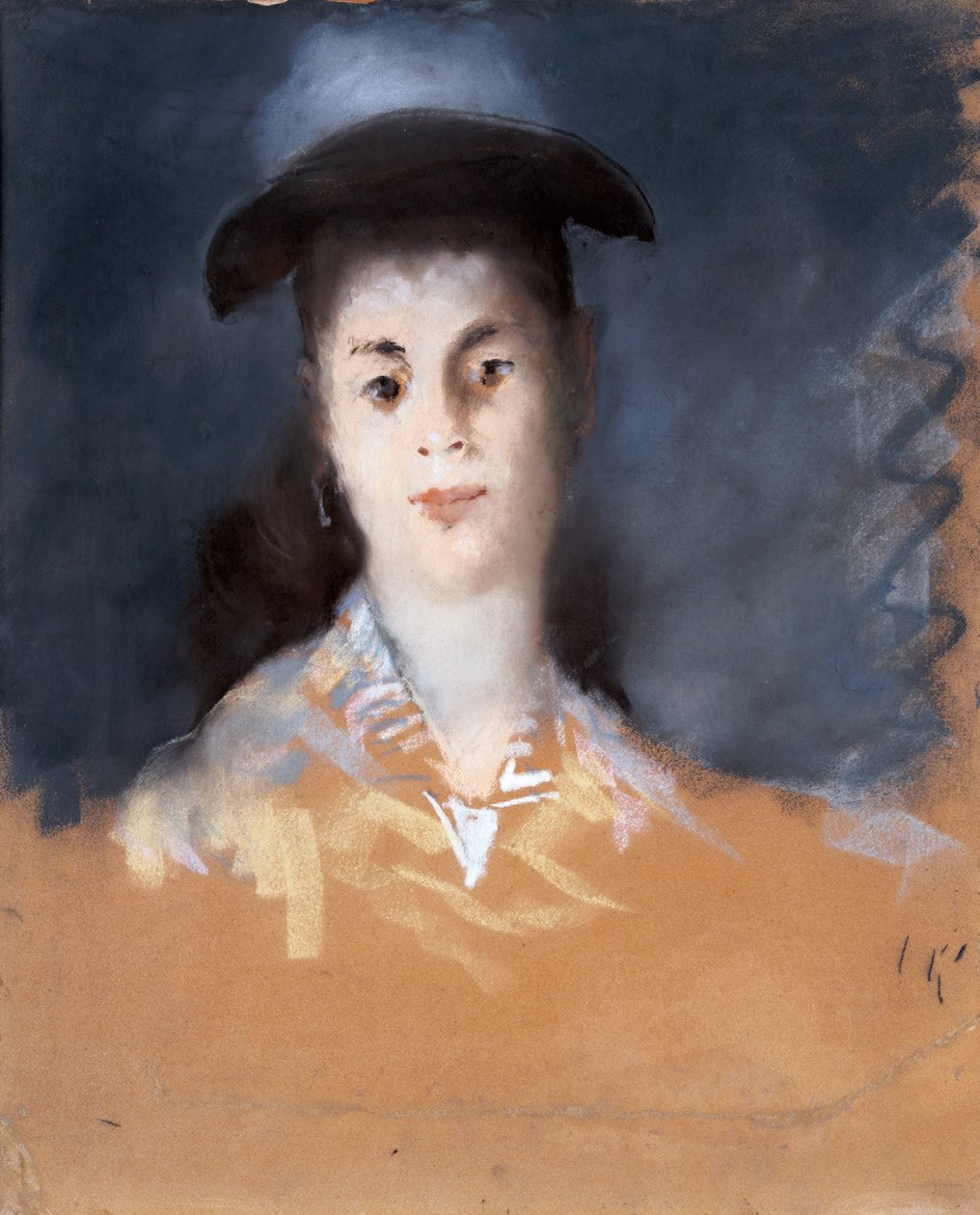 Nő kalapot visel selyem gézzel alkotó: Édouard Manet