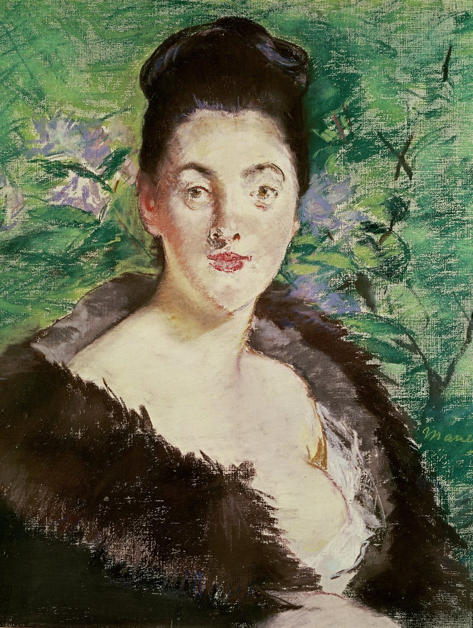 Nő bundában (pasztell) alkotó: Édouard Manet