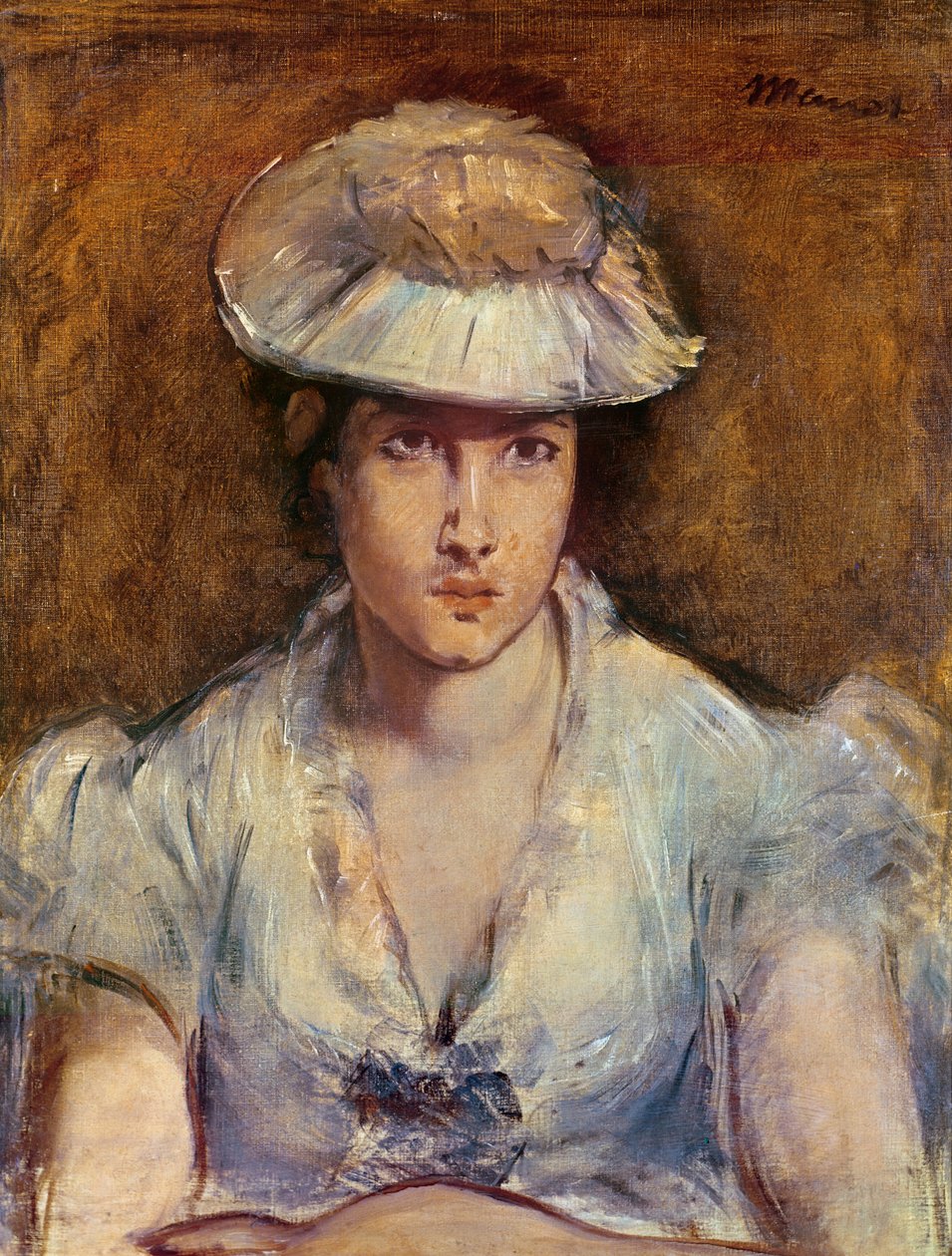 Fehérbe öltözött fiatal lány vagy Marguerite Gauthier-Lathuille, 1878 körül alkotó: Édouard Manet
