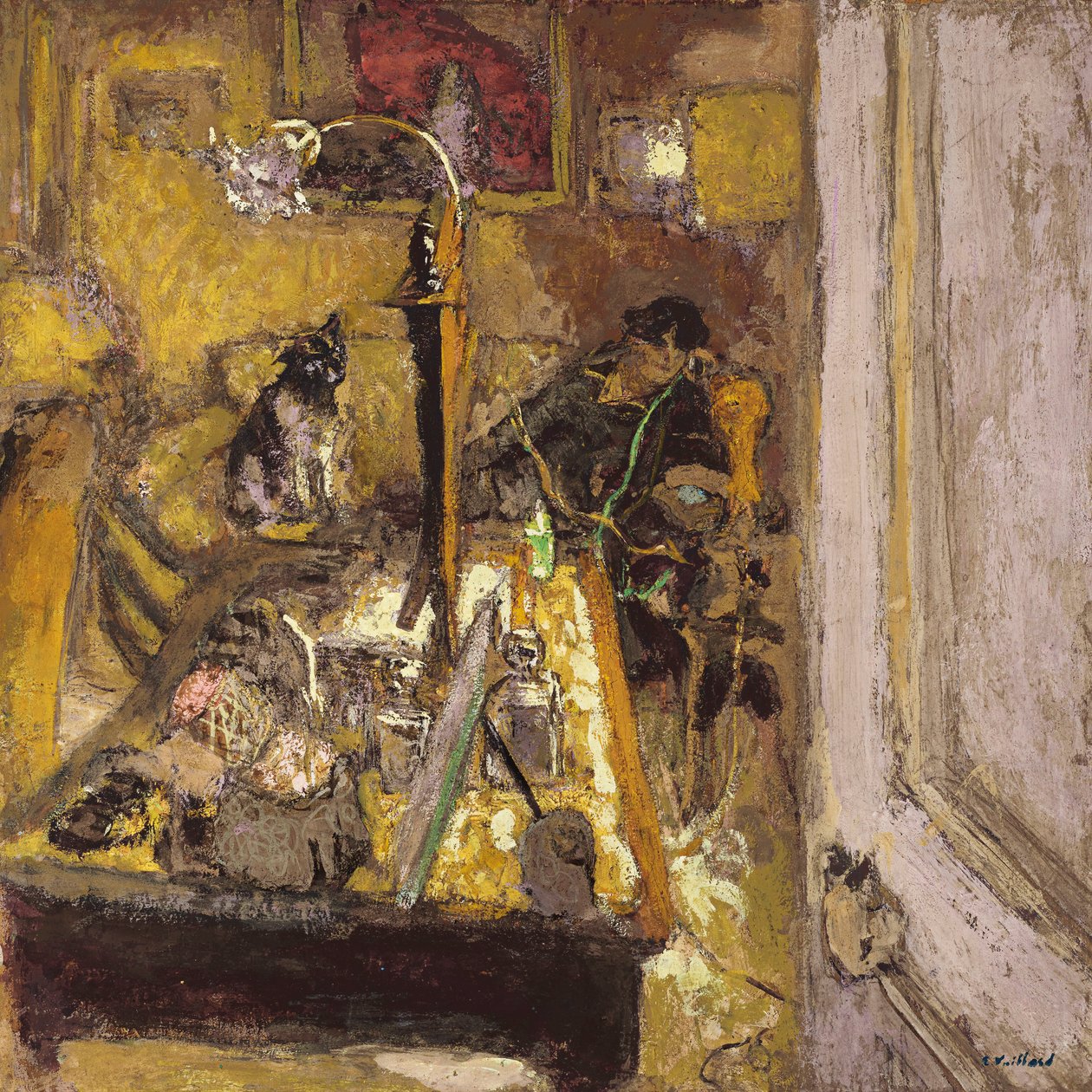 Madame Hessel telefonál a budoárjában alkotó: Edouard Vuillard