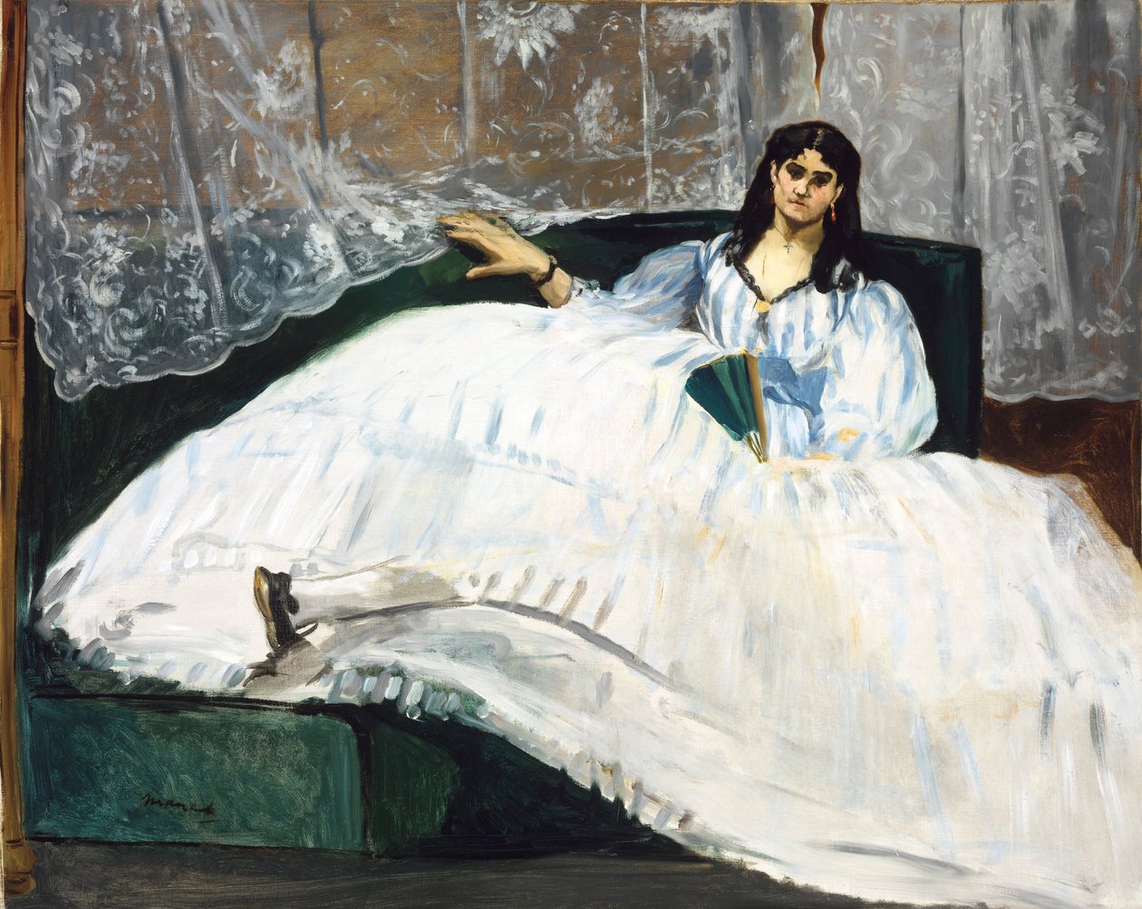 Nő egy rajongóval alkotó: Édouard Manet