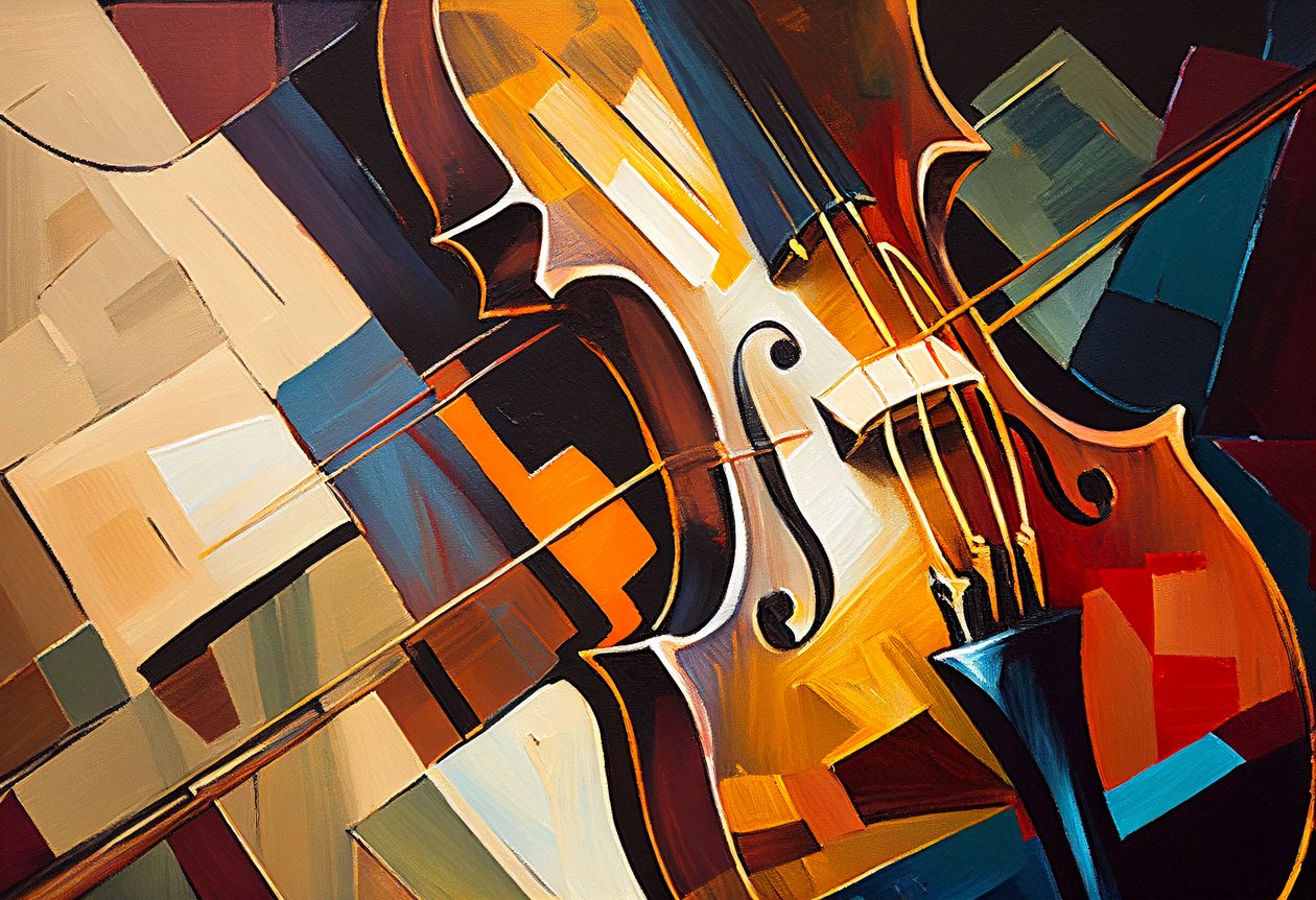 Abstract Violin Painting, music canvas, wall Art print on demand alkotó: F. Abderrahim